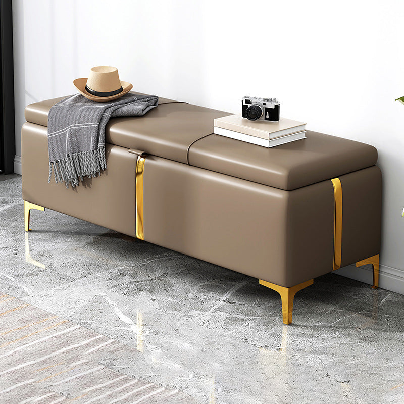 15.4" W Glam Upholstered Ottoman Bench Cushioned Seating Bench 39"L x 15"W x 16"H Light Gray Clearhalo 'Benches' 'Chairs & Seating' 'furn' 'furn_benches' 'Furniture' 'Living Room Furniture' 5783511