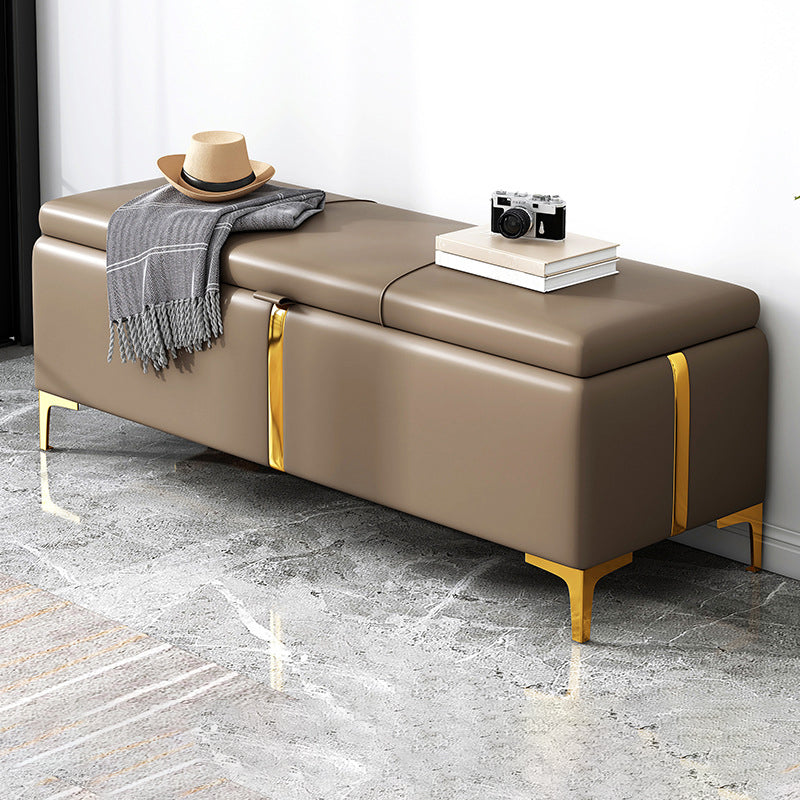 15.4" W Glam Upholstered Ottoman Bench Cushioned Seating Bench 47"L x 15"W x 16"H Light Gray Clearhalo 'Benches' 'Chairs & Seating' 'furn' 'furn_benches' 'Furniture' 'Living Room Furniture' 5783514