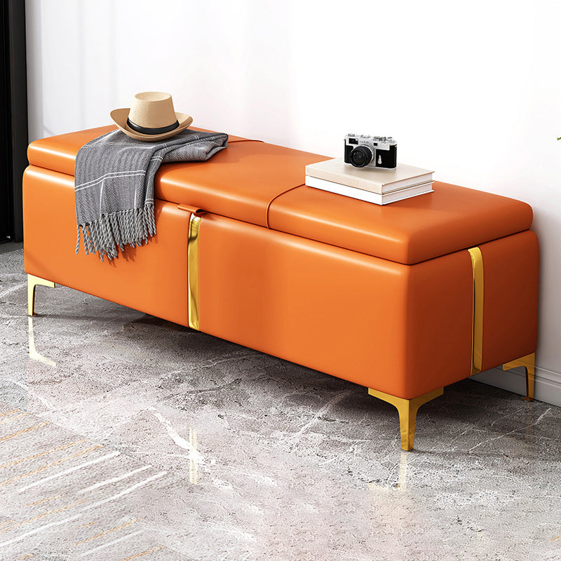 15.4" W Glam Upholstered Ottoman Bench Cushioned Seating Bench 47"L x 15"W x 16"H Orange Clearhalo 'Benches' 'Chairs & Seating' 'furn' 'furn_benches' 'Furniture' 'Living Room Furniture' 5783515
