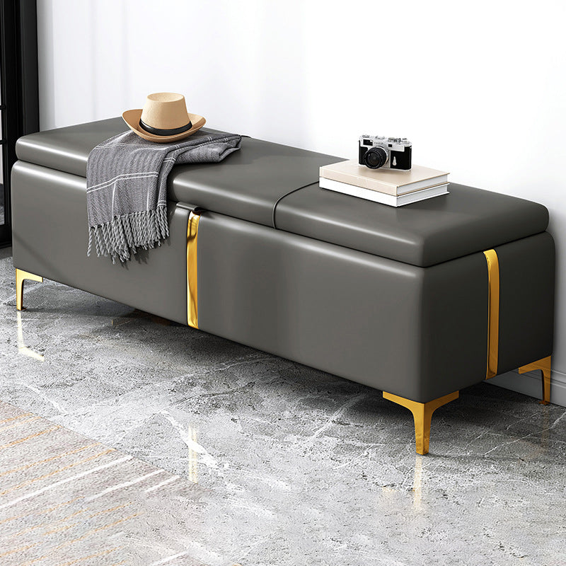 15.4" W Glam Upholstered Ottoman Bench Cushioned Seating Bench 59.1"L x 15.4"W x 15.7"H Dark Gray Clearhalo 'Benches' 'Chairs & Seating' 'furn' 'furn_benches' 'Furniture' 'Living Room Furniture' 5783517