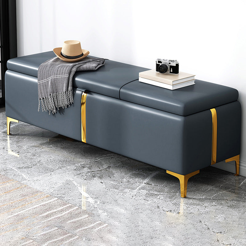15.4" W Glam Upholstered Ottoman Bench Cushioned Seating Bench 59.1"L x 15.4"W x 15.7"H Dark Blue Clearhalo 'Benches' 'Chairs & Seating' 'furn' 'furn_benches' 'Furniture' 'Living Room Furniture' 5783518