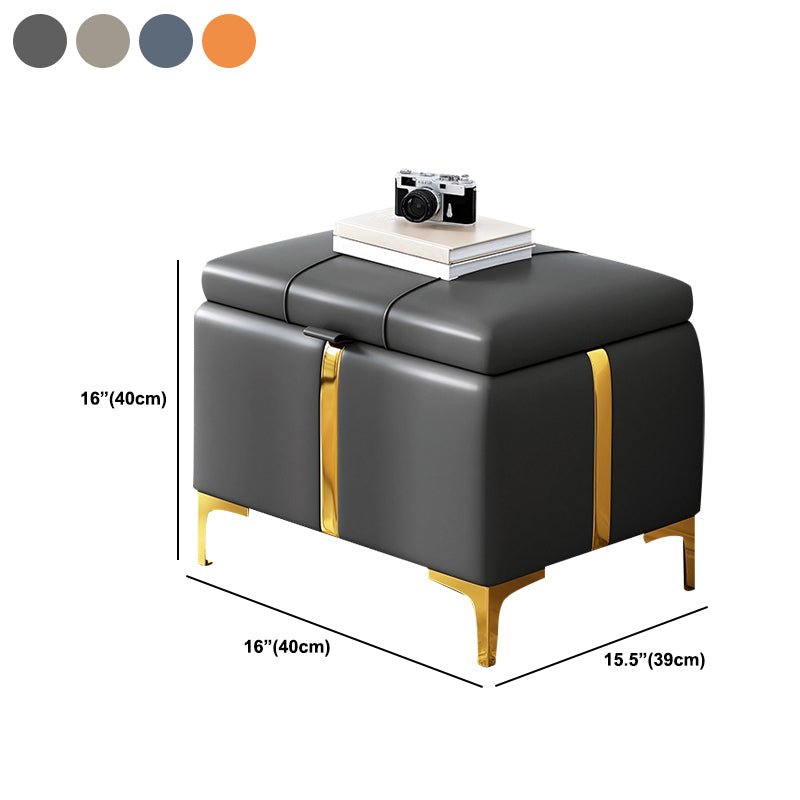 15.4" W Glam Upholstered Ottoman Bench Cushioned Seating Bench Clearhalo 'Benches' 'Chairs & Seating' 'furn' 'furn_benches' 'Furniture' 'Living Room Furniture' 5783520