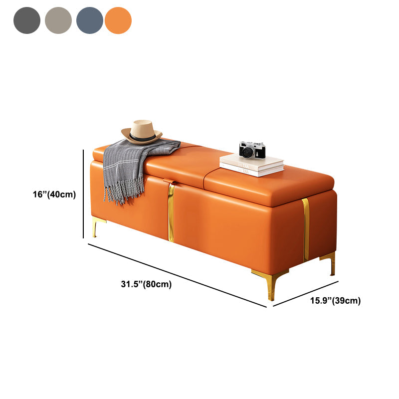 15.4" W Glam Upholstered Ottoman Bench Cushioned Seating Bench Clearhalo 'Benches' 'Chairs & Seating' 'furn' 'furn_benches' 'Furniture' 'Living Room Furniture' 5783523