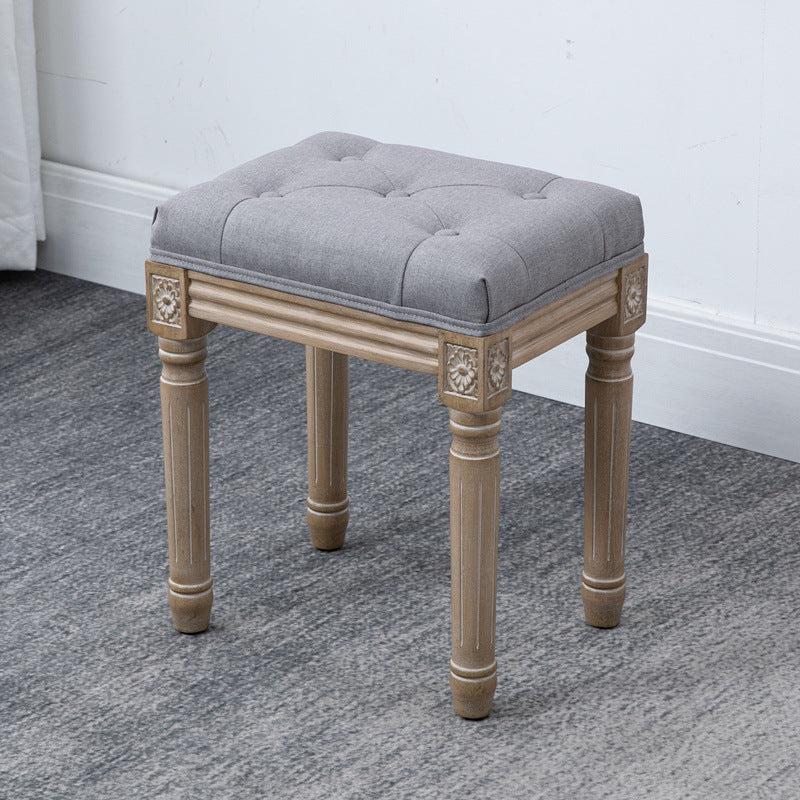 Traditional Solid Wood Seating Bench Distressed Finish Bench 16"L x 12"W x 18"H Light Gray Clearhalo 'Benches' 'Chairs & Seating' 'furn' 'furn_benches' 'Furniture' 'Living Room Furniture' 5783610