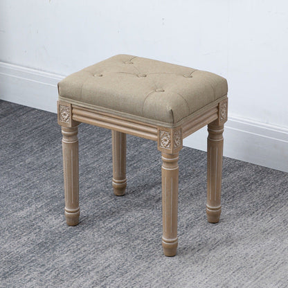 Traditional Solid Wood Seating Bench Distressed Finish Bench 16"L x 12"W x 18"H Khaki Clearhalo 'Benches' 'Chairs & Seating' 'furn' 'furn_benches' 'Furniture' 'Living Room Furniture' 5783628