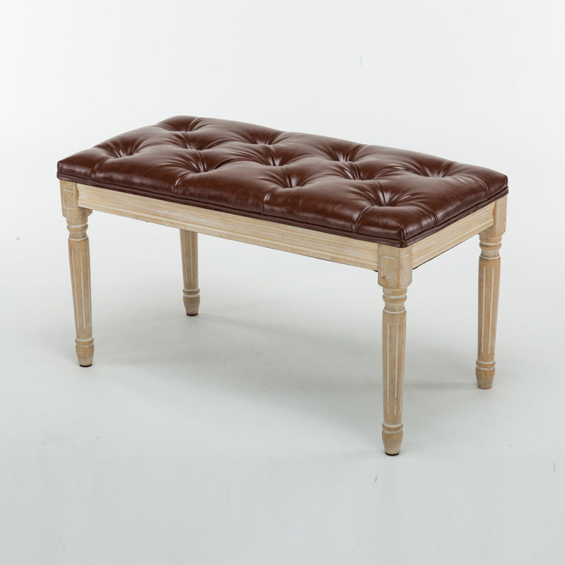 Traditional Solid Wood Seating Bench Distressed Finish Bench 31.5"L x 16"W x 18"H Coffee Clearhalo 'Benches' 'Chairs & Seating' 'furn' 'furn_benches' 'Furniture' 'Living Room Furniture' 5783633