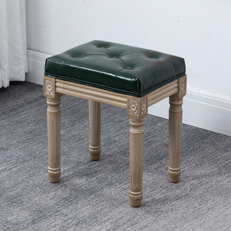 Traditional Solid Wood Seating Bench Distressed Finish Bench 16"L x 12"W x 18"H Blackish Green Clearhalo 'Benches' 'Chairs & Seating' 'furn' 'furn_benches' 'Furniture' 'Living Room Furniture' 5783634