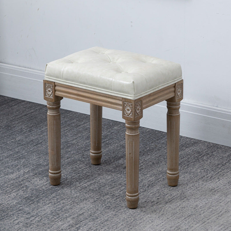 Traditional Solid Wood Seating Bench Distressed Finish Bench 16"L x 12"W x 18"H Off-White Clearhalo 'Benches' 'Chairs & Seating' 'furn' 'furn_benches' 'Furniture' 'Living Room Furniture' 5783637