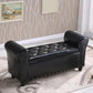 15.7" W Mid-Century Modern Nailheads Bench Manufactured Wood Bench Black Clearhalo 'Benches' 'Chairs & Seating' 'furn' 'furn_benches' 'Furniture' 'Living Room Furniture' 5783648