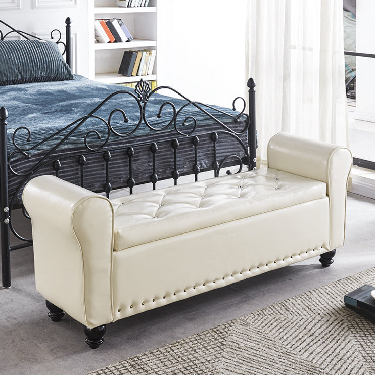 15.7" W Mid-Century Modern Nailheads Bench Manufactured Wood Bench Clearhalo 'Benches' 'Chairs & Seating' 'furn' 'furn_benches' 'Furniture' 'Living Room Furniture' 5783650