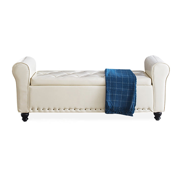 15.7" W Mid-Century Modern Nailheads Bench Manufactured Wood Bench Clearhalo 'Benches' 'Chairs & Seating' 'furn' 'furn_benches' 'Furniture' 'Living Room Furniture' 5783659