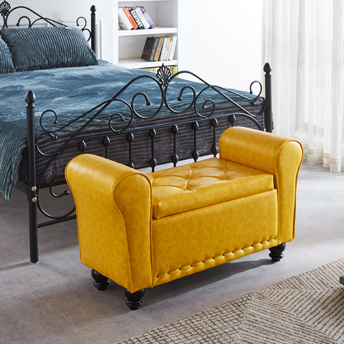 15.7" W Mid-Century Modern Nailheads Bench Manufactured Wood Bench Clearhalo 'Benches' 'Chairs & Seating' 'furn' 'furn_benches' 'Furniture' 'Living Room Furniture' 5783664