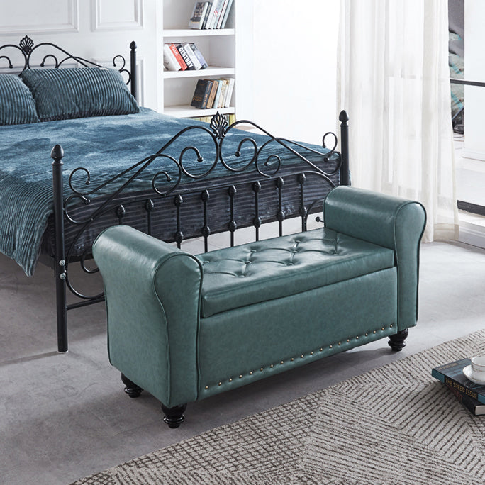 15.7" W Mid-Century Modern Nailheads Bench Manufactured Wood Bench Clearhalo 'Benches' 'Chairs & Seating' 'furn' 'furn_benches' 'Furniture' 'Living Room Furniture' 5783668