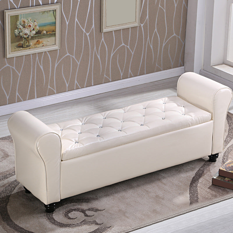 15.7" W Mid-Century Modern Nailheads Bench Manufactured Wood Bench Clearhalo 'Benches' 'Chairs & Seating' 'furn' 'furn_benches' 'Furniture' 'Living Room Furniture' 5783672