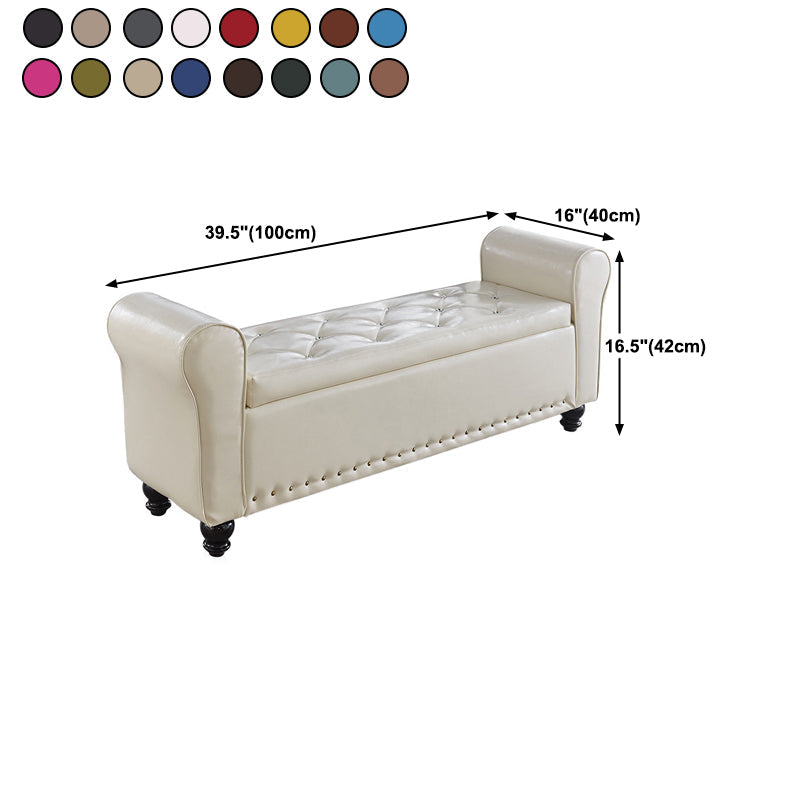 15.7" W Mid-Century Modern Nailheads Bench Manufactured Wood Bench Clearhalo 'Benches' 'Chairs & Seating' 'furn' 'furn_benches' 'Furniture' 'Living Room Furniture' 5783675