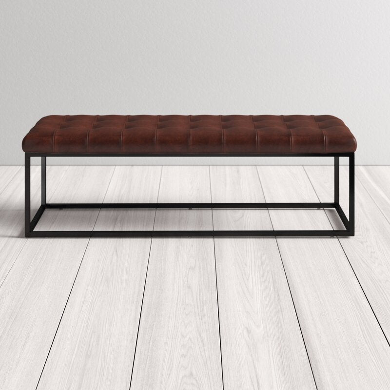 Industrial Solid Color Bench Faux Leather Foam Bench for Livingroom Clearhalo 'Benches' 'Chairs & Seating' 'furn' 'furn_benches' 'Furniture' 'Living Room Furniture' 5783676