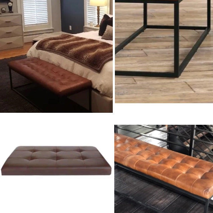 Industrial Solid Color Bench Faux Leather Foam Bench for Livingroom Clearhalo 'Benches' 'Chairs & Seating' 'furn' 'furn_benches' 'Furniture' 'Living Room Furniture' 5783681