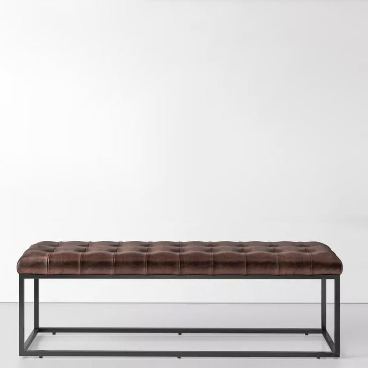 Industrial Solid Color Bench Faux Leather Foam Bench for Livingroom Clearhalo 'Benches' 'Chairs & Seating' 'furn' 'furn_benches' 'Furniture' 'Living Room Furniture' 5783682