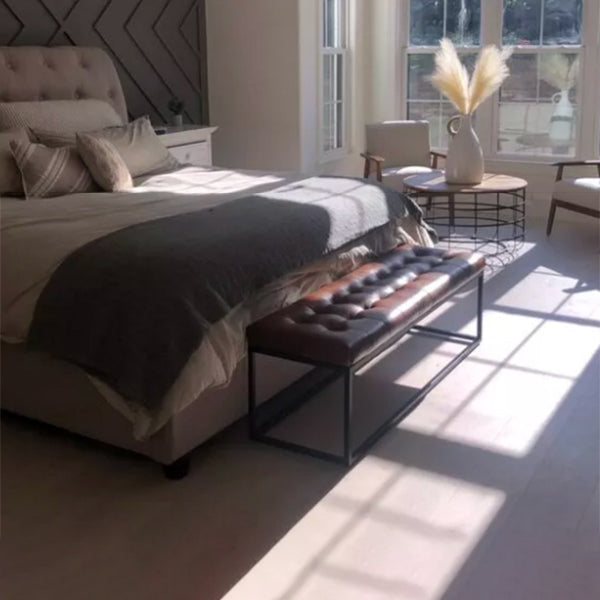 Industrial Solid Color Bench Faux Leather Foam Bench for Livingroom Clearhalo 'Benches' 'Chairs & Seating' 'furn' 'furn_benches' 'Furniture' 'Living Room Furniture' 5783684