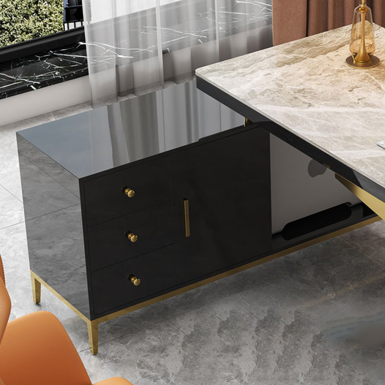 Gestione della gestione dei cavi a forma di esecutivo scrivania per la casa in pietra con cassetti