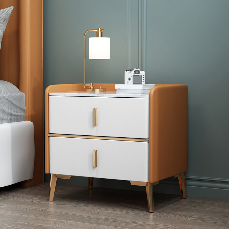 Moderne 20 Zoll H Night Tischstein Top 2-Drawer-Aufbewahrung Nachttisch mit Beinen