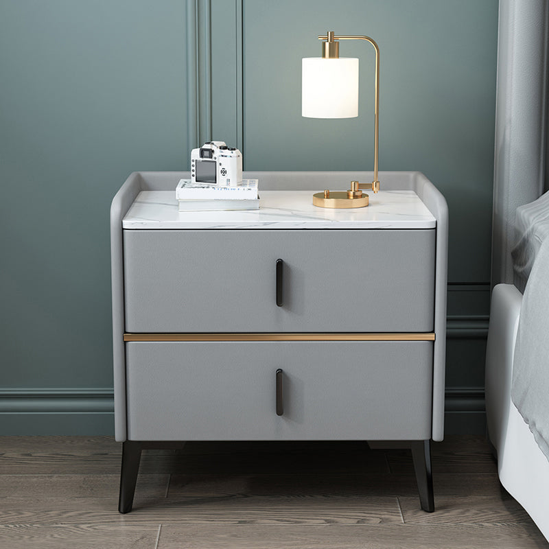 Moderne 20 Zoll H Night Tischstein Top 2-Drawer-Aufbewahrung Nachttisch mit Beinen