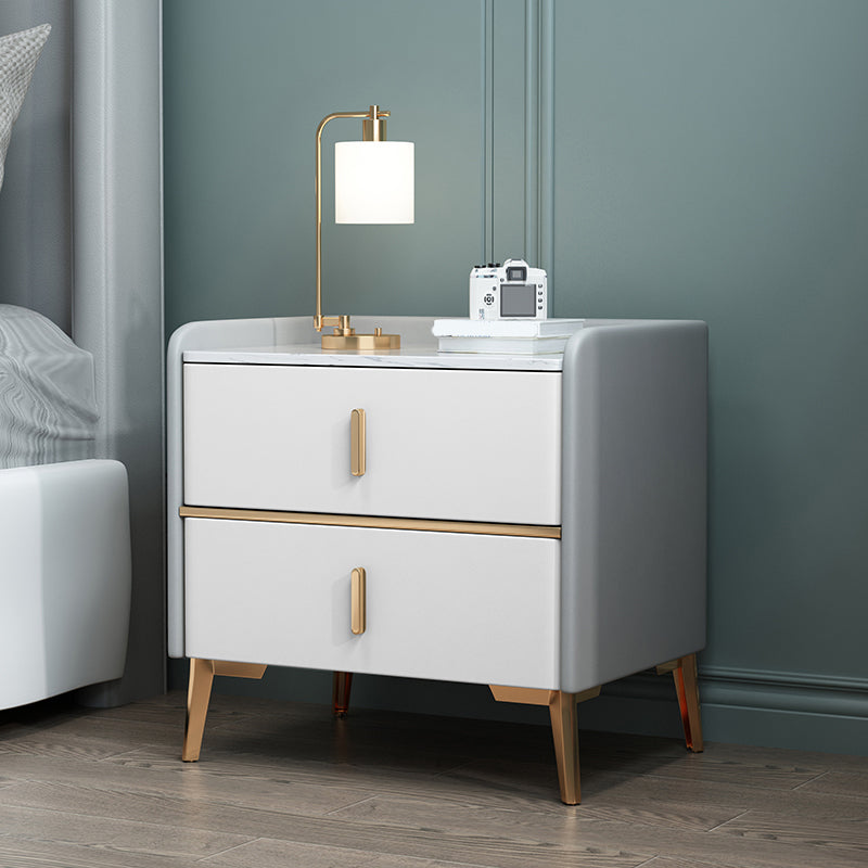 Moderne 20 Zoll H Night Tischstein Top 2-Drawer-Aufbewahrung Nachttisch mit Beinen