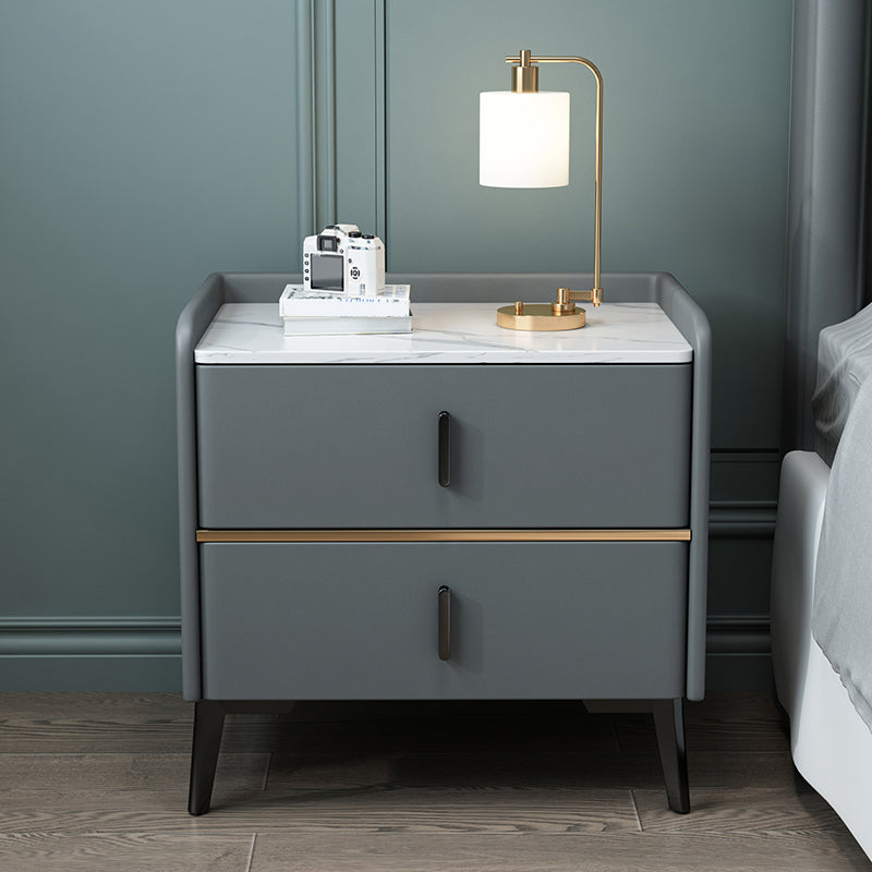 Moderne 20 Zoll H Night Tischstein Top 2-Drawer-Aufbewahrung Nachttisch mit Beinen