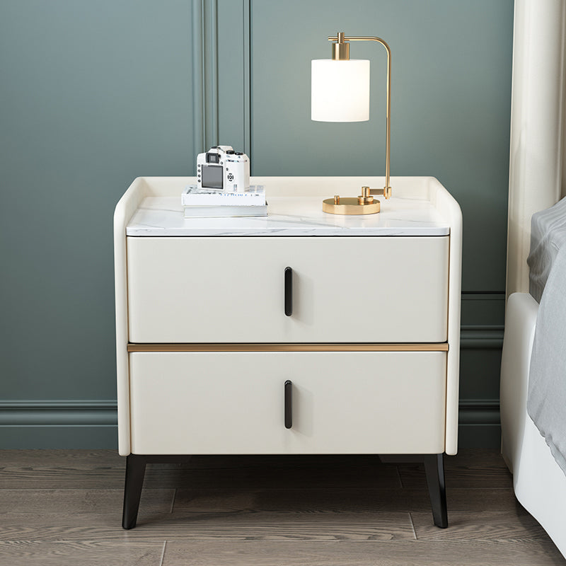 Moderne 20 Zoll H Night Tischstein Top 2-Drawer-Aufbewahrung Nachttisch mit Beinen