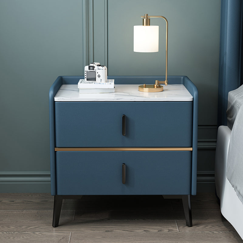 Moderne 20 Zoll H Night Tischstein Top 2-Drawer-Aufbewahrung Nachttisch mit Beinen