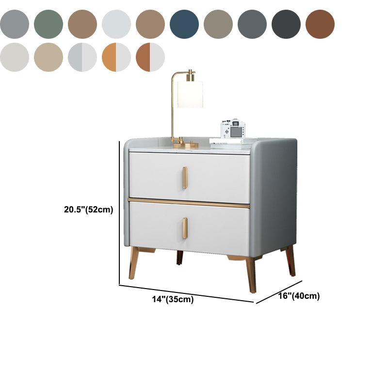 Moderne 20 Zoll H Night Tischstein Top 2-Drawer-Aufbewahrung Nachttisch mit Beinen
