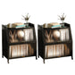 Cabinets Included Night Table Metal Black / White Nightstand with Glass Doors Black 2 Piece Set Clearhalo 'Bedroom Furniture' 'furn' 'furn_night_stand' 'Furniture' 'night_stand' 'Nightstands' 5783896