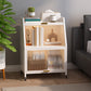 Cabinets Included Night Table Metal Black / White Nightstand with Glass Doors Clearhalo 'Bedroom Furniture' 'furn' 'furn_night_stand' 'Furniture' 'night_stand' 'Nightstands' 5783897