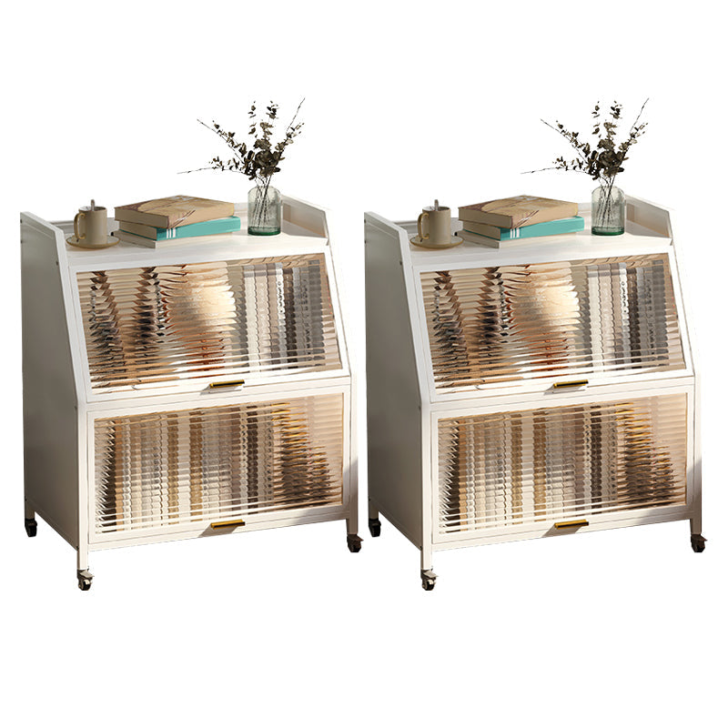 Cabinets Included Night Table Metal Black / White Nightstand with Glass Doors White 2 Piece Set Clearhalo 'Bedroom Furniture' 'furn' 'furn_night_stand' 'Furniture' 'night_stand' 'Nightstands' 5783898