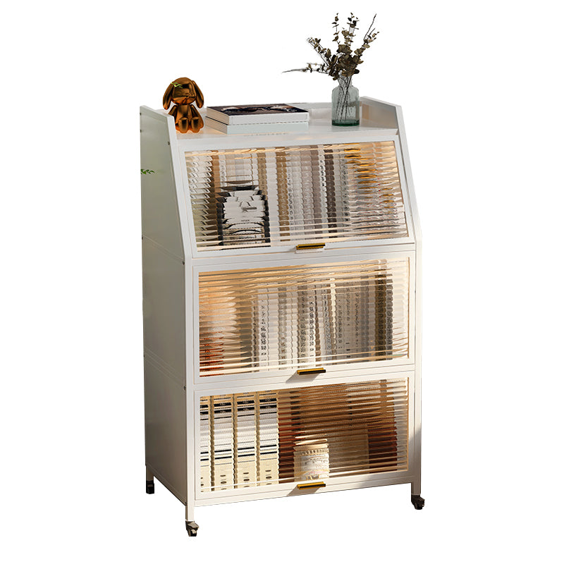 Cabinets Included Night Table Metal Black / White Nightstand with Glass Doors White 1 Piece Clearhalo 'Bedroom Furniture' 'furn' 'furn_night_stand' 'Furniture' 'night_stand' 'Nightstands' 5783900