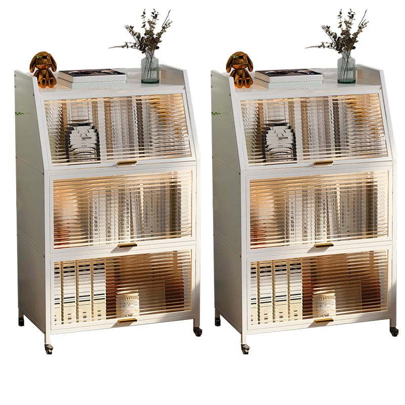 Cabinets Included Night Table Metal Black / White Nightstand with Glass Doors White 2 Piece Set Clearhalo 'Bedroom Furniture' 'furn' 'furn_night_stand' 'Furniture' 'night_stand' 'Nightstands' 5783906