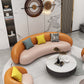 Orange Faux Leather Curved Sofa Contemporary Armless Sofa for Living Room