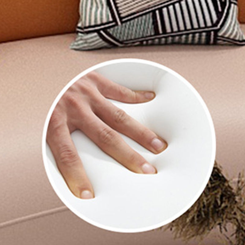 Orange Faux Leather Curved Sofa Contemporary Armless Sofa for Living Room