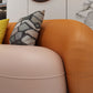 Orange Faux Leather Curved Sofa Contemporary Armless Sofa for Living Room