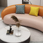 Orange Faux Leather Curved Sofa Contemporary Armless Sofa for Living Room