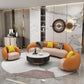 Orange Faux Leather Curved Sofa Contemporary Armless Sofa for Living Room