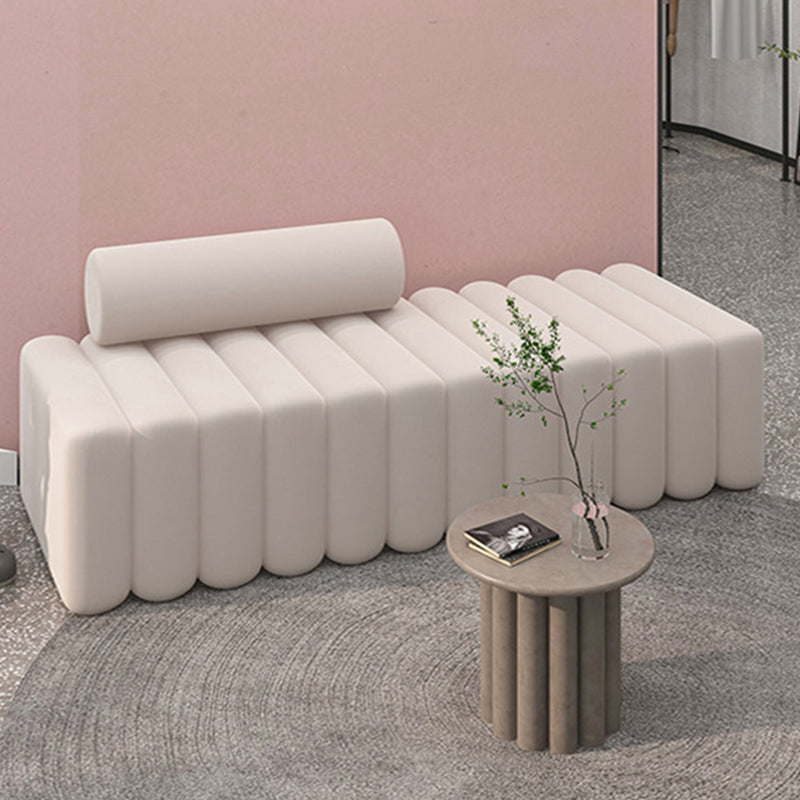 16.92" High Velvet Standard Sofa Contemporary Armless Sofa for Living Room White Clearhalo 'furn' 'furn_sofas' 'Furniture' 'Living Room Furniture' 'Sofa' 'sofas' 5784476