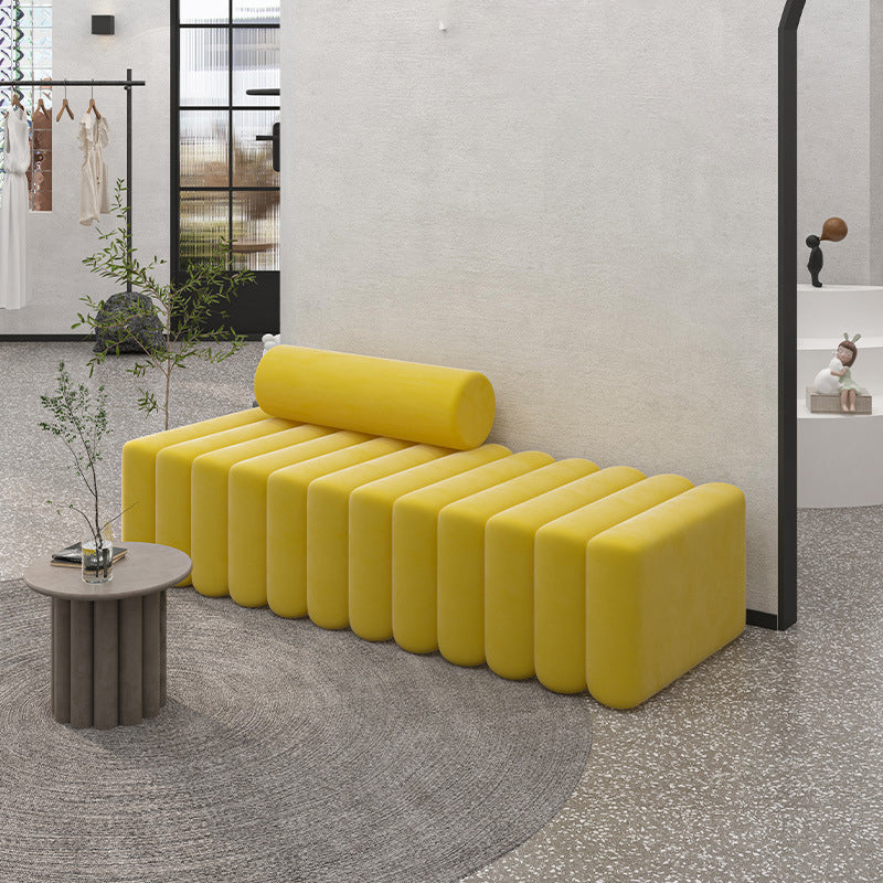 16.92" High Velvet Standard Sofa Contemporary Armless Sofa for Living Room Yellow Clearhalo 'furn' 'furn_sofas' 'Furniture' 'Living Room Furniture' 'Sofa' 'sofas' 5784486