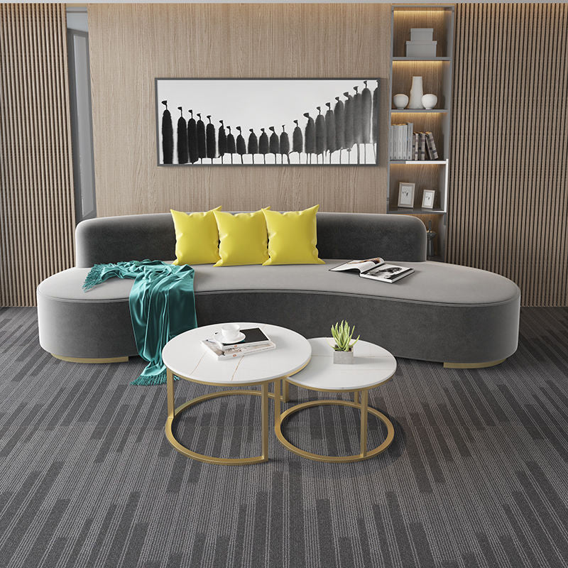 Modern Style Curved Sofa Minimalist Velvet Armless Sofa - 26.77" H Grey Clearhalo 'furn' 'furn_sofas' 'Furniture' 'Living Room Furniture' 'Sofa' 'sofas' 5784510