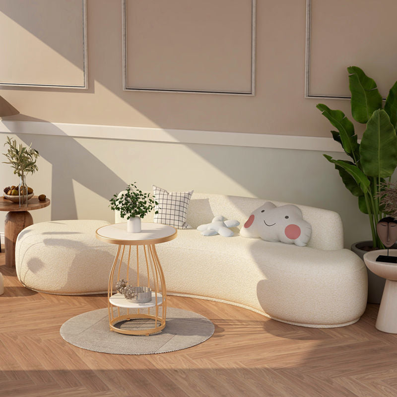 Modern Style Curved Sofa Minimalist Velvet Armless Sofa - 26.77" H Clearhalo 'furn' 'furn_sofas' 'Furniture' 'Living Room Furniture' 'Sofa' 'sofas' 5784511