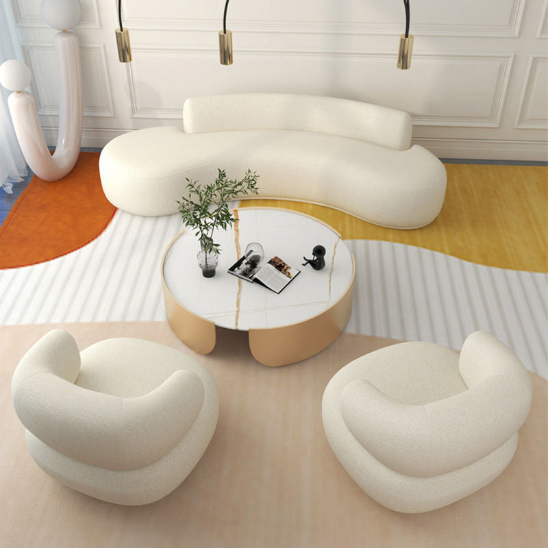 Modern Style Curved Sofa Minimalist Velvet Armless Sofa - 26.77" H Clearhalo 'furn' 'furn_sofas' 'Furniture' 'Living Room Furniture' 'Sofa' 'sofas' 5784512