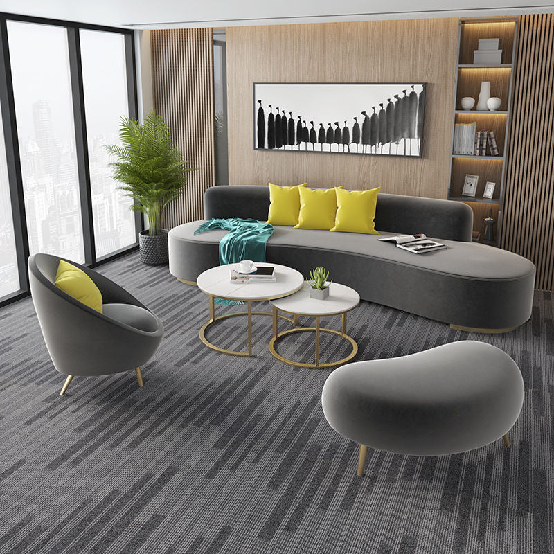 Modern Style Curved Sofa Minimalist Velvet Armless Sofa - 26.77" H Clearhalo 'furn' 'furn_sofas' 'Furniture' 'Living Room Furniture' 'Sofa' 'sofas' 5784520