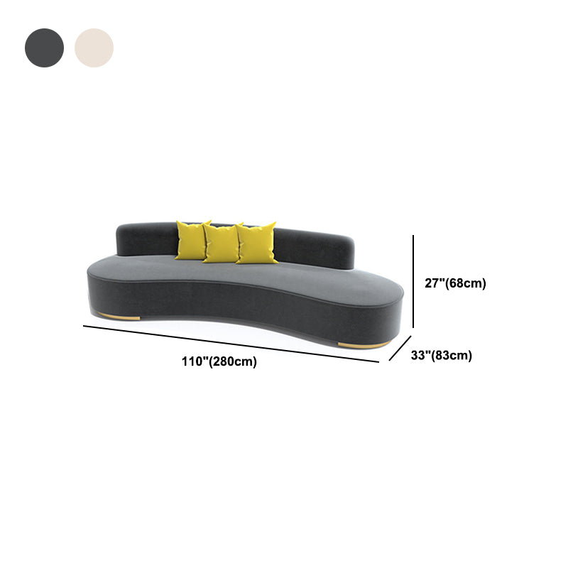 Modern Style Curved Sofa Minimalist Velvet Armless Sofa - 26.77" H Clearhalo 'furn' 'furn_sofas' 'Furniture' 'Living Room Furniture' 'Sofa' 'sofas' 5784525
