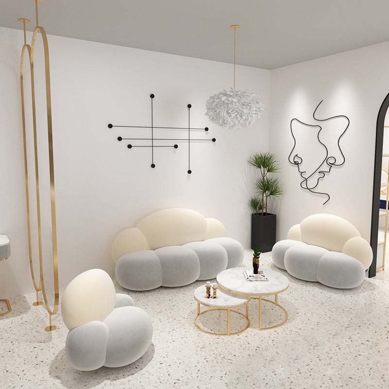 29,52 "divano a forma di nuvola curva larga in velluto per soggiorno per soggiorno