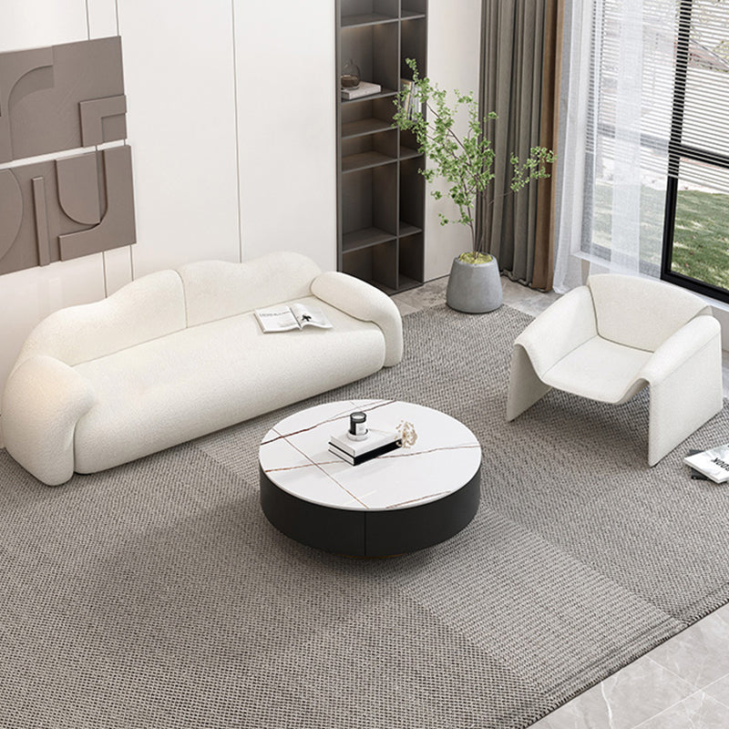 32.38" D Wool Sofa Modernism Pillow Top Arm Seating in White Clearhalo 'furn' 'furn_sofas' 'Furniture' 'Living Room Furniture' 'Sofa' 'sofas' 5784597